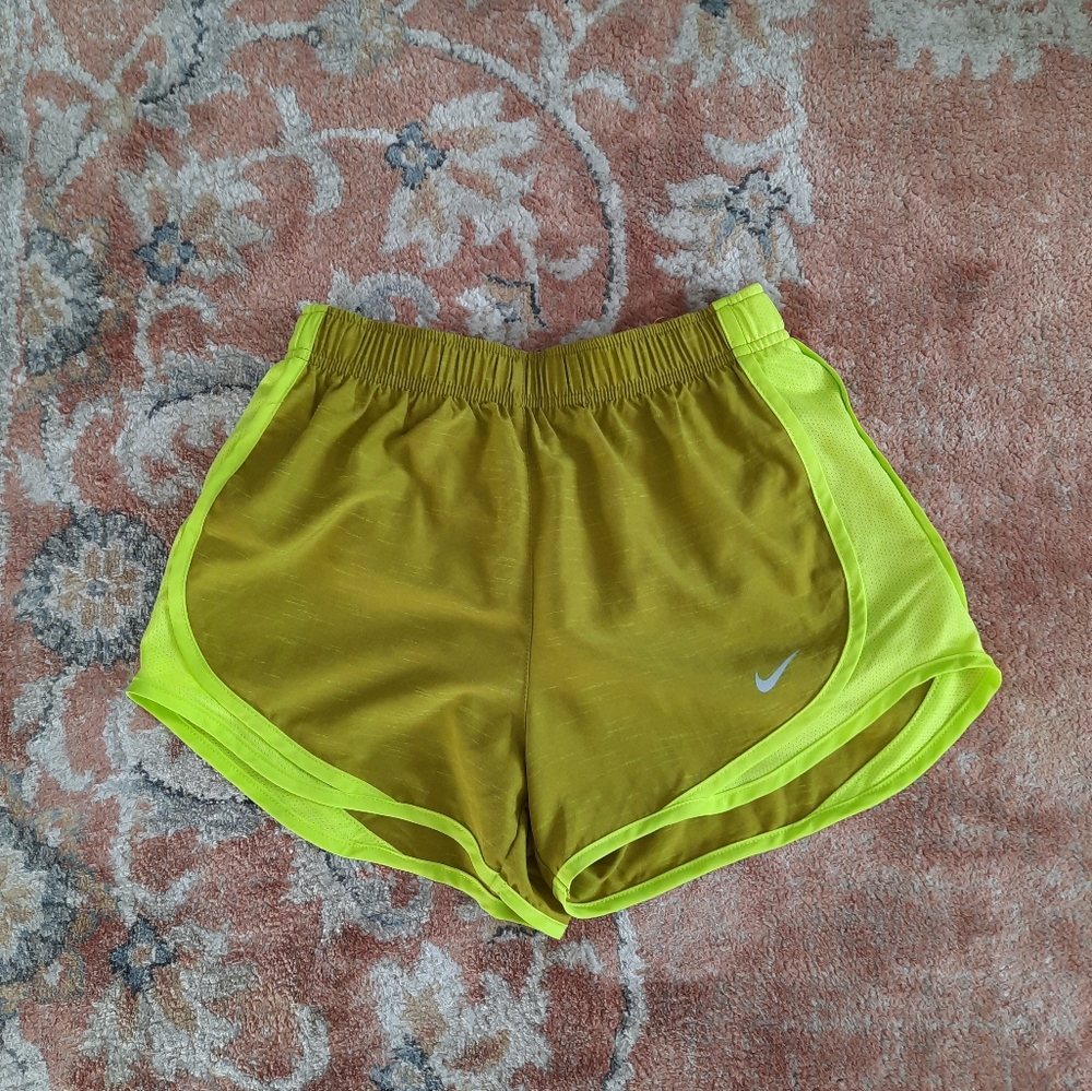 Nike Dri-Fit yellow running shorts